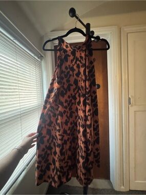 Rusty Orange & Black Leopard Print Sleeveless Dress